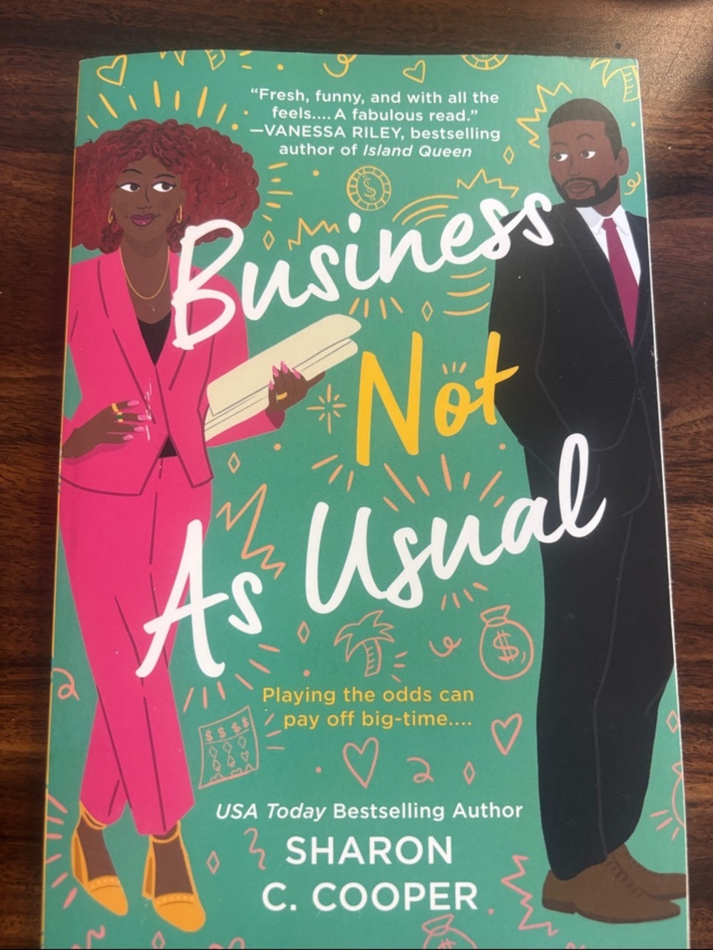 Business Not As Usual by Sharon C. Cooper - Teal, Pink & Black Cover